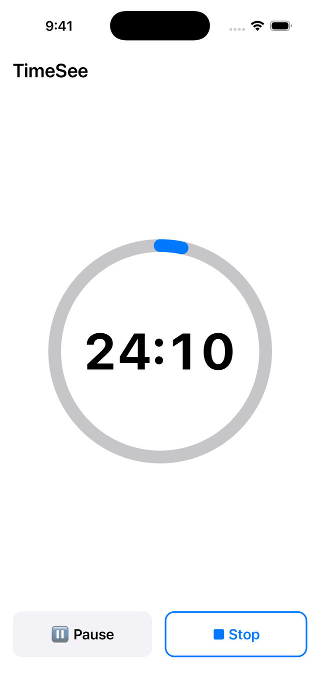 Visual timer running with ring countdown