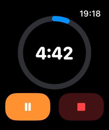 Apple Watch timer running at a glance