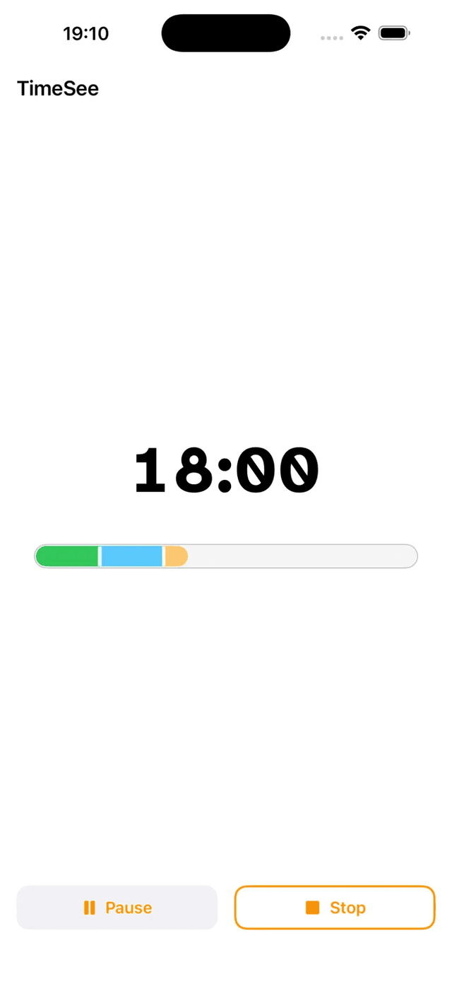 Bar timer with custom progress marks at 8 and 16 minutes, the passed mark faded